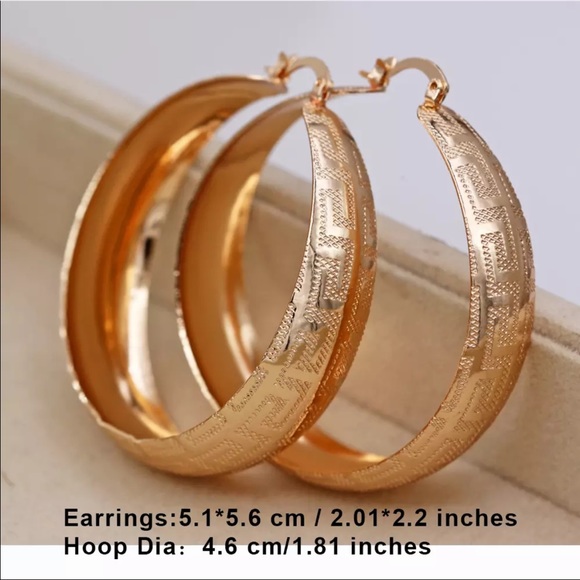 NEW 18K YELLOW GOLD HOOP EARRINGS - Picture 2 of 5